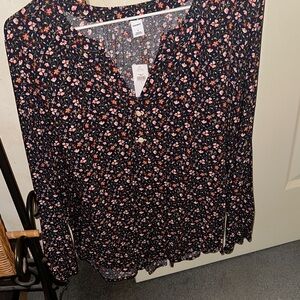 Old Navy Navy Floral Blouse
